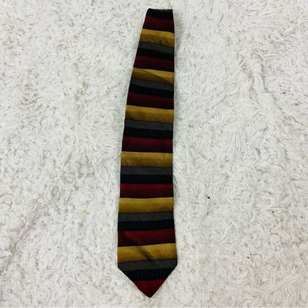 Covington 100% silk Striped Tie in Red, Gold, and Black